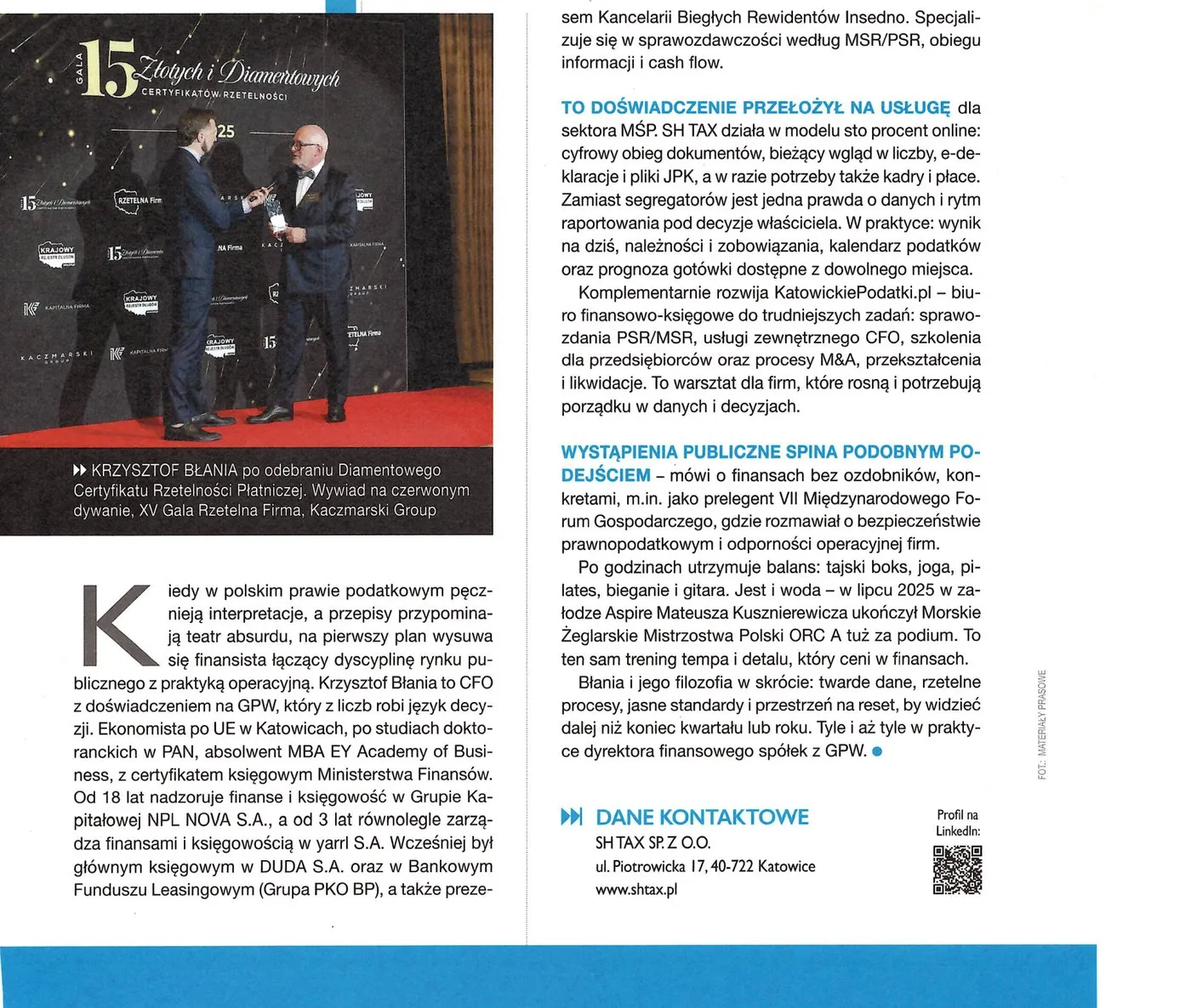 Treść artykułu „Krzysztof Błania – CFO, który widzi więcej” w magazynie Forbes