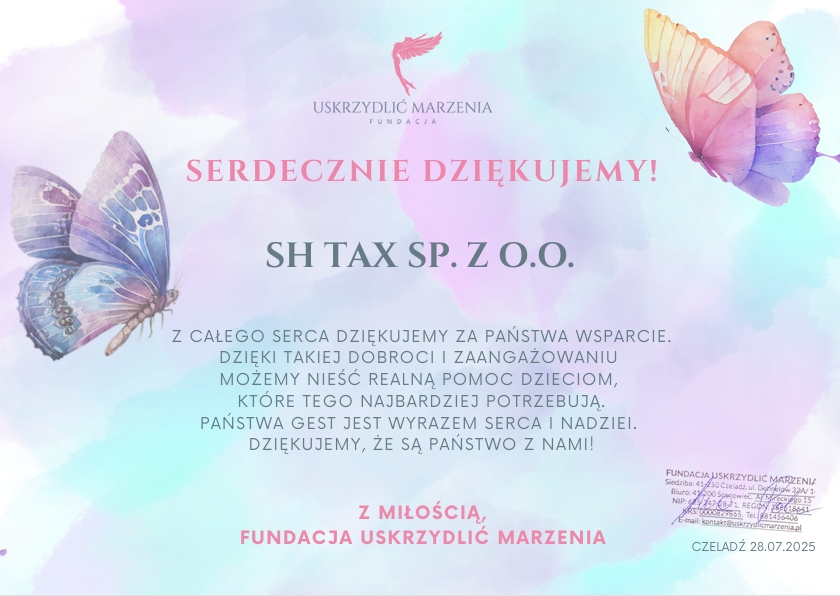 Wspieramy Fundację Uskrzydlić Marzenia!